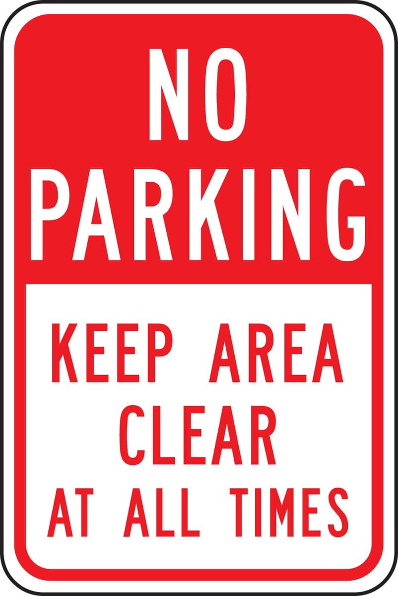 Accuform FRP168RA Engineer-Grade Reflective Aluminum Parking Sign, Legend"NO Parking Keep Area Clear at All Times", 18" Length x 12" Width x 0.080" Thickness, Red on White