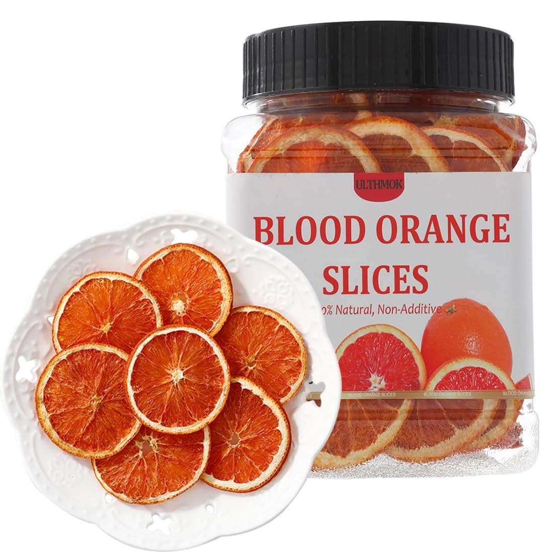 ULTHMOK - Premium Dehydrated Blood Orange Slices, 4.5oz/128g, Dehydrated Blood Orange for Cocktails, NO Additives & No Additives