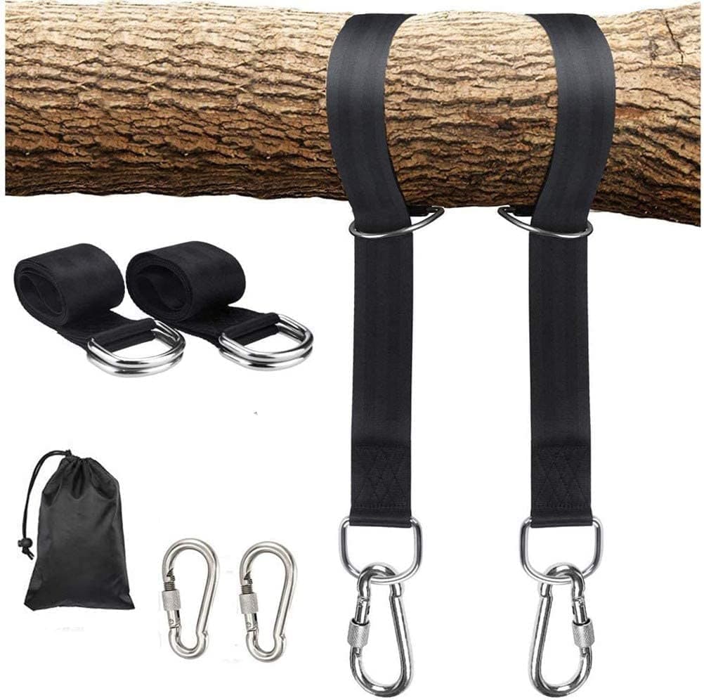 Tree Swing Straps Hanging Kit 5ft Set of 2 Outdoor swing tie gear with HEAVY DUTY NICKEL PLATED hardware and hangers, Break Strength of 2000 LBS, Easy Installation for Toddler Outdoor Playgro