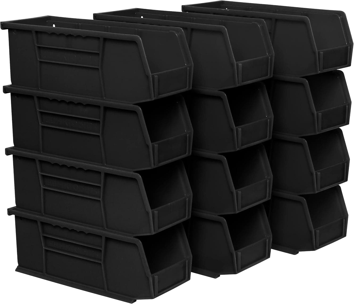 30224 AkroBins Plastic Storage Bins, Space-Saving Stackable Bins for Garage, Pantry, Craft Organization, 11" L x 4" W x 4" H, Black, 12-Pack