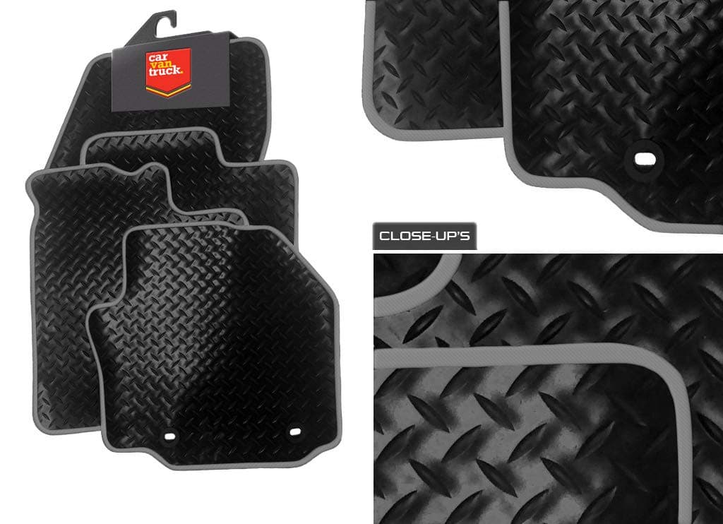 (X215) 4 Piece Land Rover (2005-2008) Range Rover Sport Car Mat Set -Black Rubber-Grey Trim
