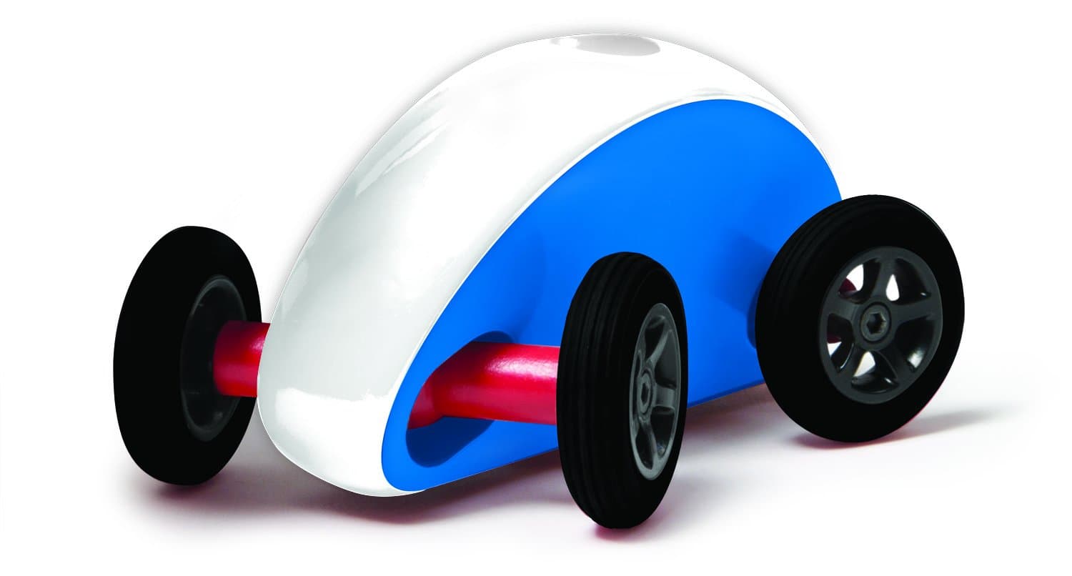 Finger Car Wonky Wheels, Blue with White Stripe
