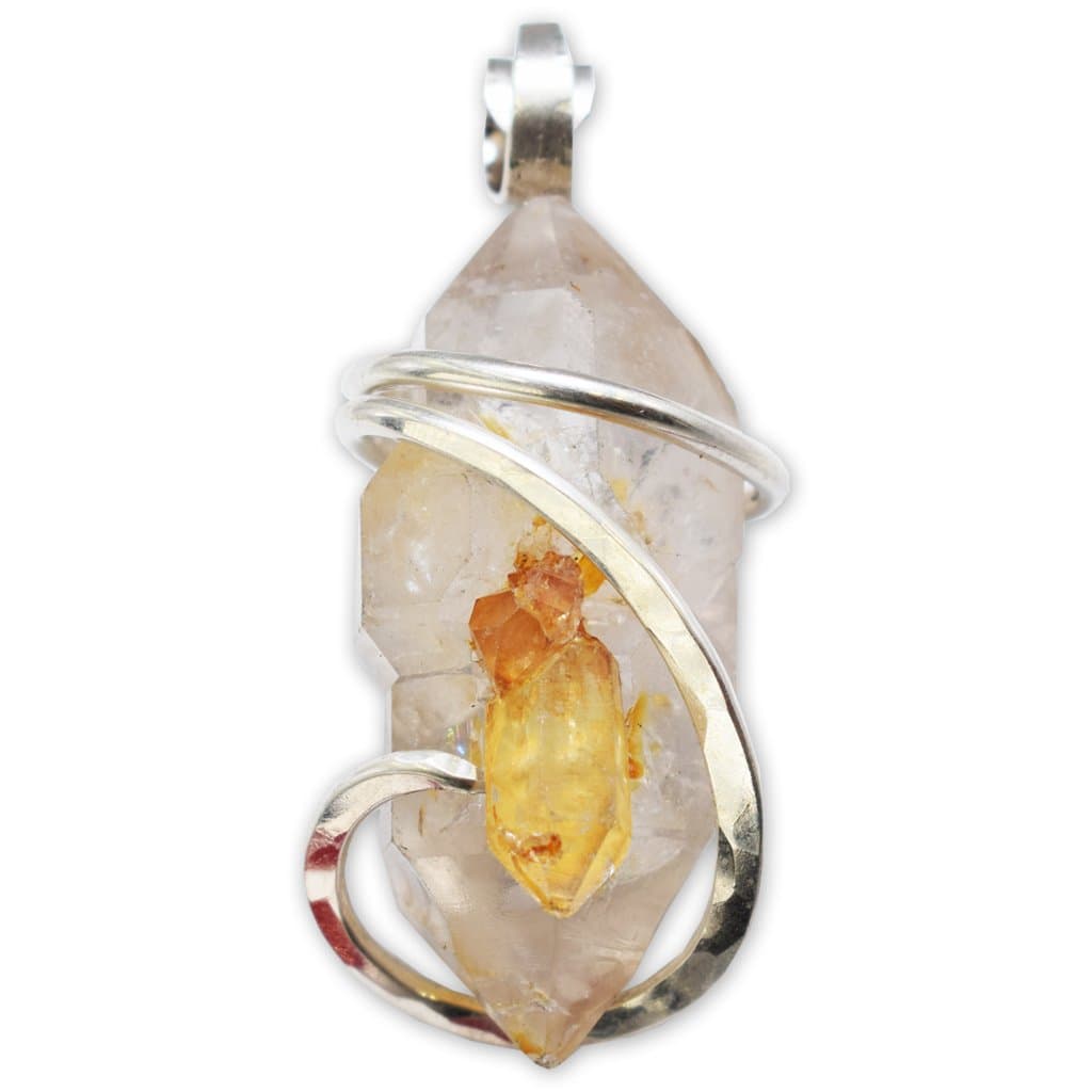 Citrine in Quartz Crystal Pendant Necklace by Stones Desire