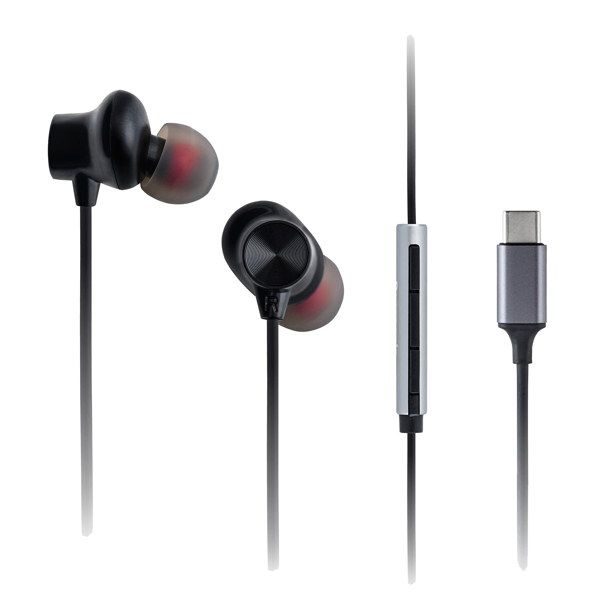 Panasonic RP-TCM225BDEK USB-C Earphones, In-Ear Earphones, Wired Headphones, Built-in Microphone & Remote Control, Strong Bass, Customizable, 4.7 ft (1.2 m) Cable, Black