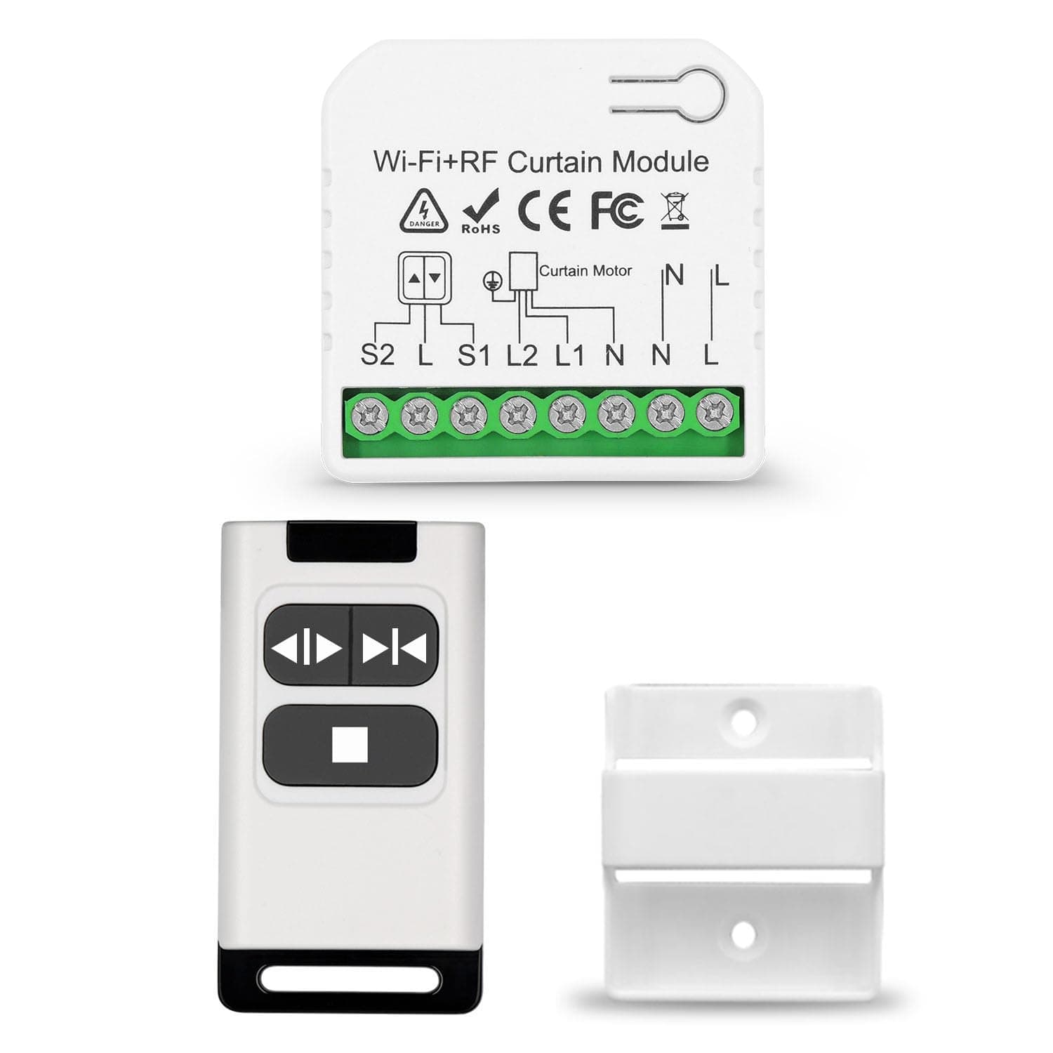 DieseRC WiFi Smart Roller Shutter Controller Module with 433Mhz RF Remote Control, Tuya APP WiFi Control Compatible with Alexa/Google Home APP Control and Manual Switch
