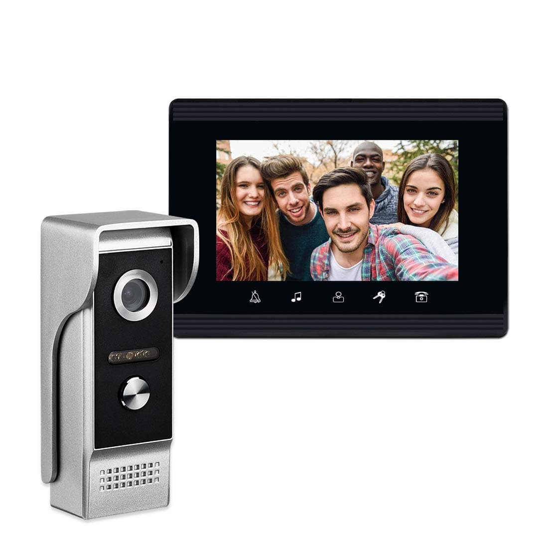 Video Intercom System, 7 Inches Monitor Wired Video Door Phone Doorbell Kits, Indoor Outdoor IR Camera Support Unlock, Monitoring, Dual-Way Intercom for Villa House Office Apartment