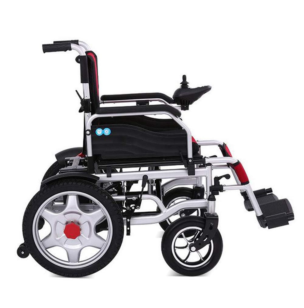 Compact Electric Wheelchair, with Removable Footrests Foldable Frame Portable Anti-Tilt Tiresuper Transit Travel Chair for Tight Indoor Transporation Easy Storage
