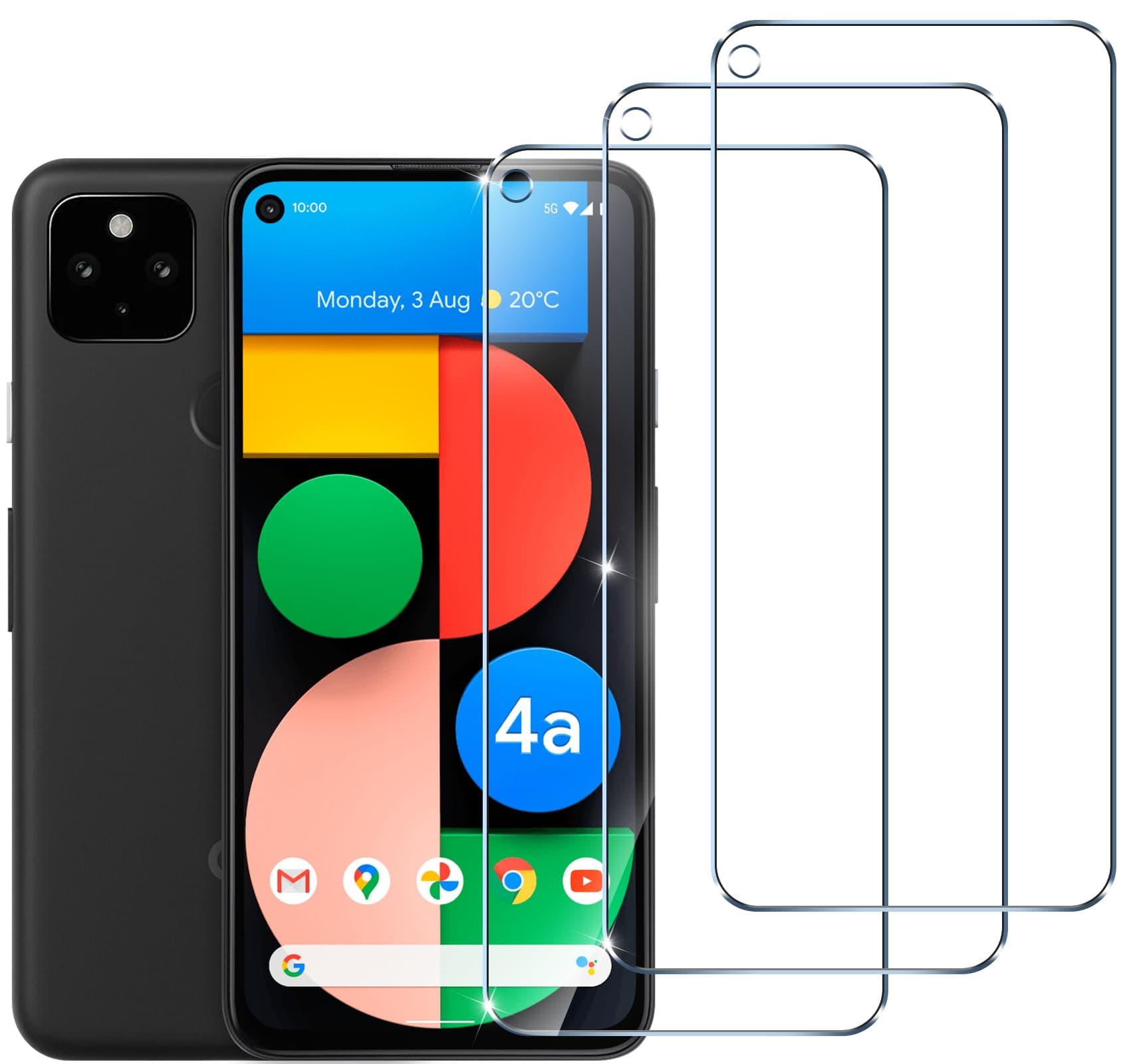 [6 Pack] [4 Pack] Tempered Glass Screen Protector for Google Pixel 4a 5G with [2Pack] Camera Lens Protector with [Alignment Frame Easy Installation],HD Clear Anti-Scratch Film,6.2 inch