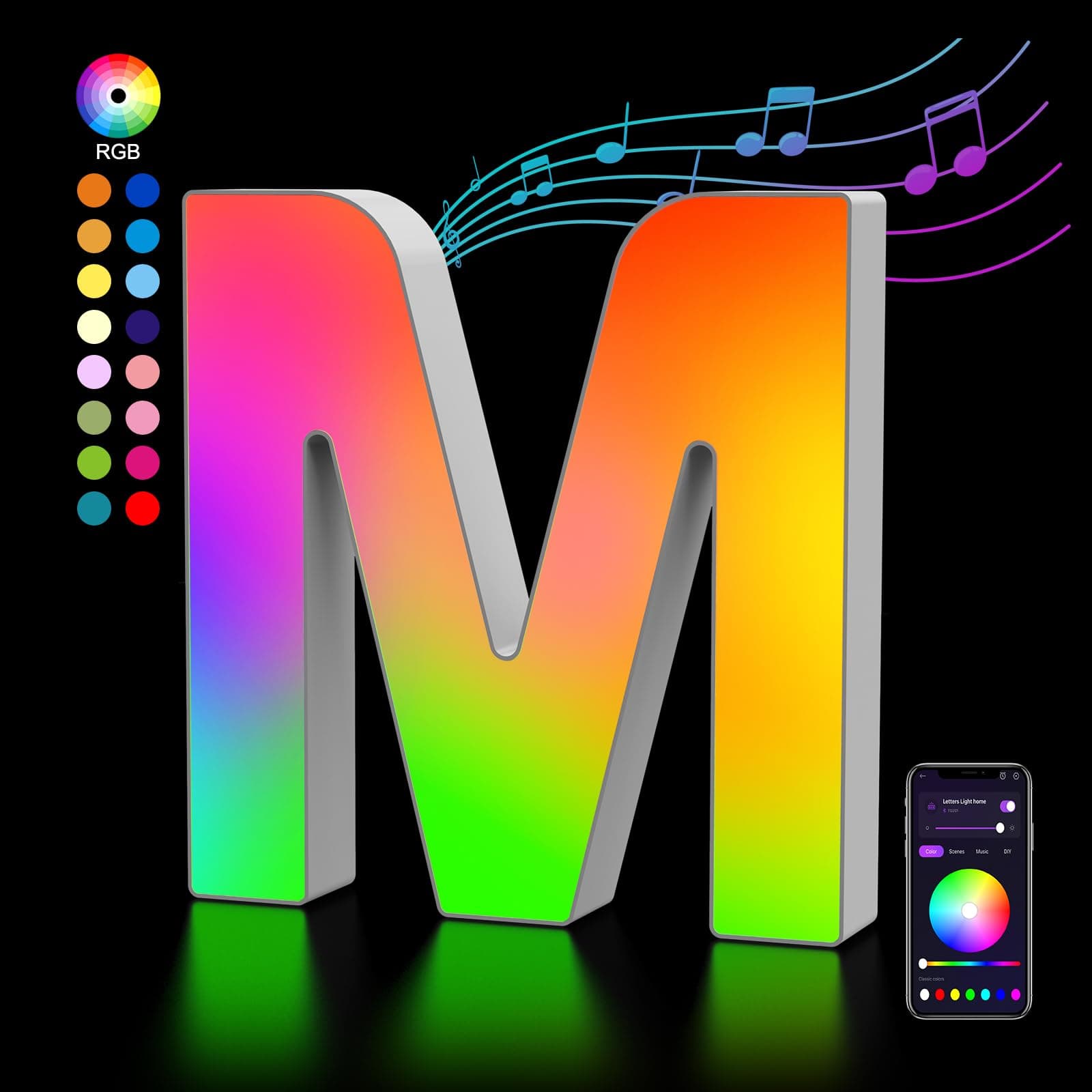 OJQ Light Up Letters LED Letter - Marquee Letters Room Decor Birthday Decorations Music Sync Color Change Colorful - Christmas Birthday Gifts for Girl - Teen Girls Gifts Party Home Wall Decor