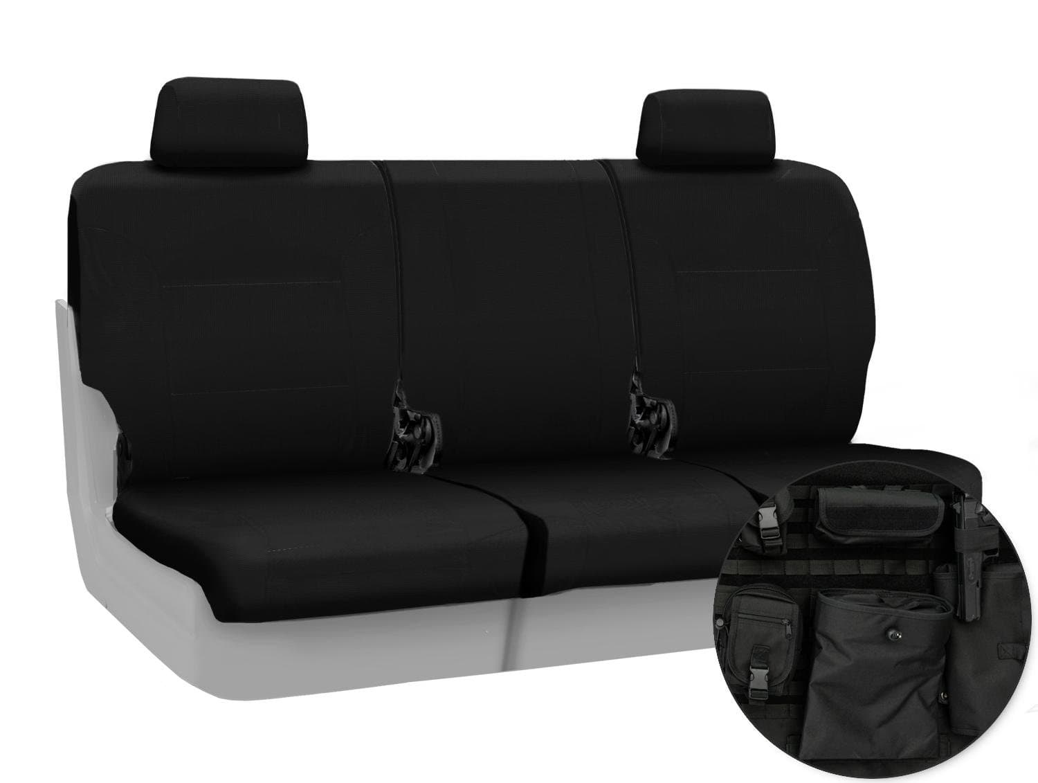 Coverking Front 40/20/40 Custom Fit Seat Cover for Select Chevrolet Silverado Models - Ballistic (Black)