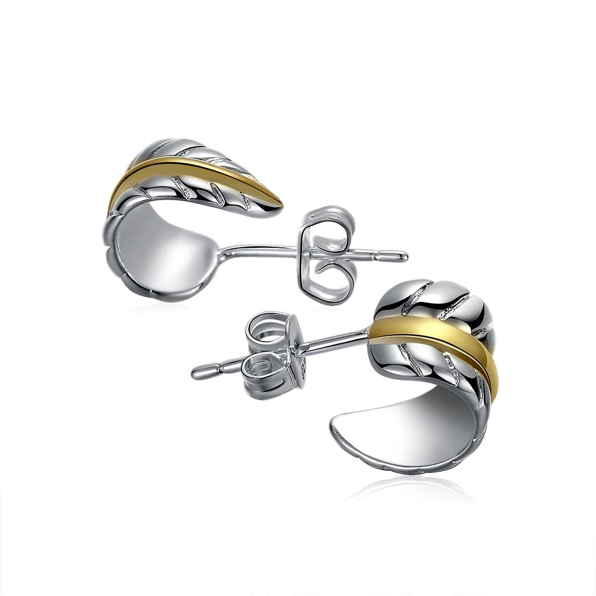 Style Target Ladies Earrings Small Leaf Silver Gold 10 mm 1705