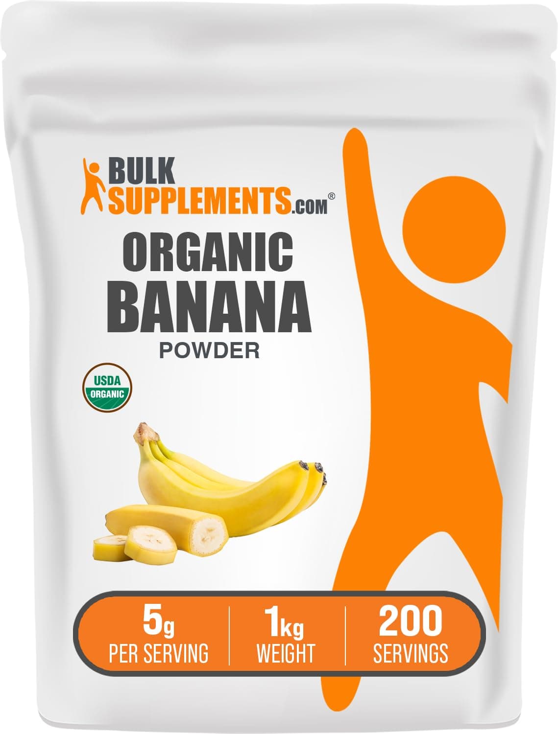 BulkSupplements.com Organic Banana Powder - Banana Fruit Powder, Nutrient Rich - Air-Dried & Gluten Free, 5g per Serving, 1kg (2.2 lbs) (Pack of 1)