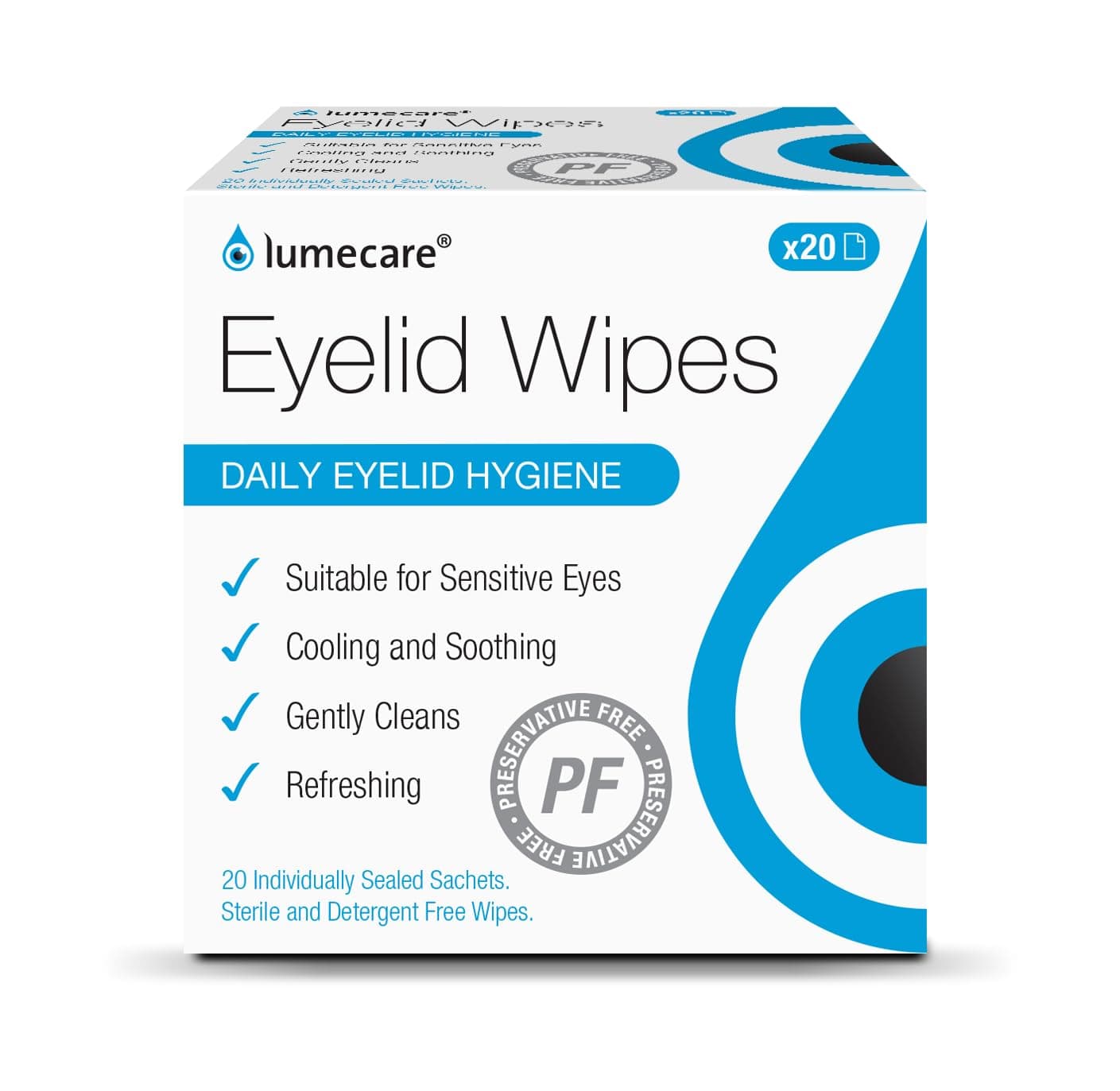 Lumecare Eyelid Wipes x1 Pack - 20 Sachets