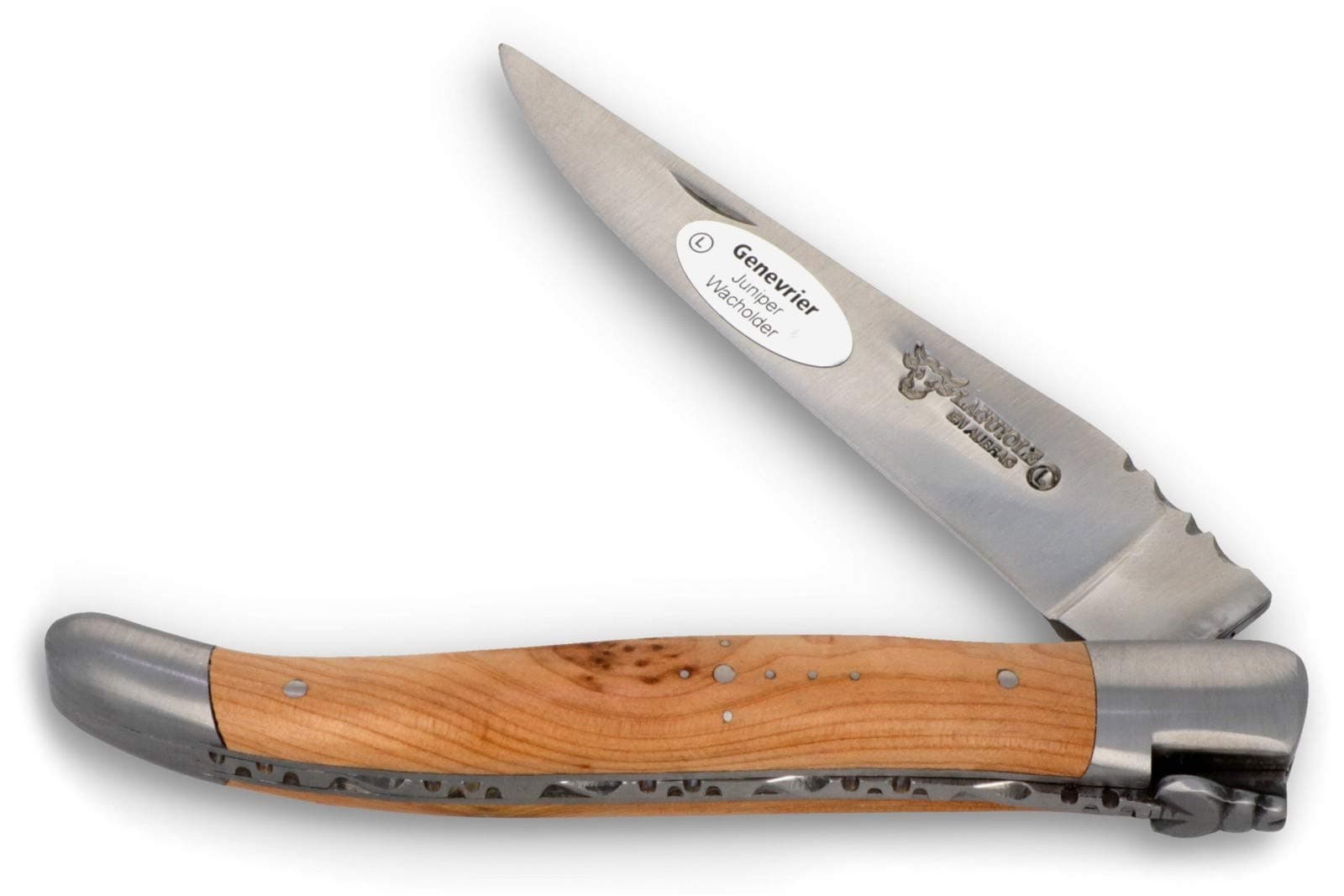 Laguiole en Aubrac Handmade Knife 12 cm L0212GEIF Juniper Wood Handle, Blade and bolsters Stainless Steel