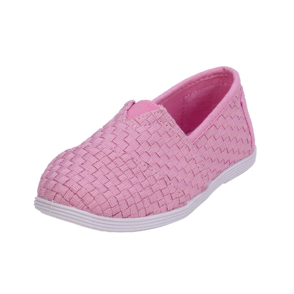 Coshare Kid's Fashion Little Girl Elastic Detail Flat Slip-on Sneakers (Free Stickers)