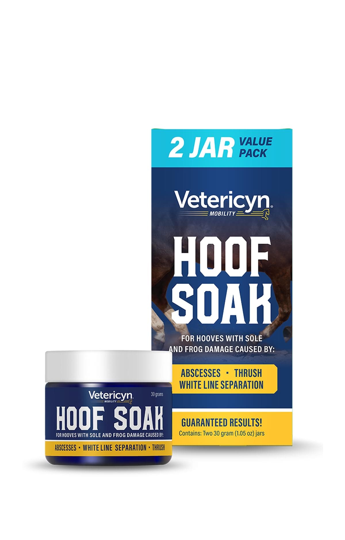Vetericyn Hoof Soak for Hooves with Sole and Frog Damage Caused by Abscesses, White Line Separation, and Thrush. 30 Grams, 2 Pack (2 Pack)