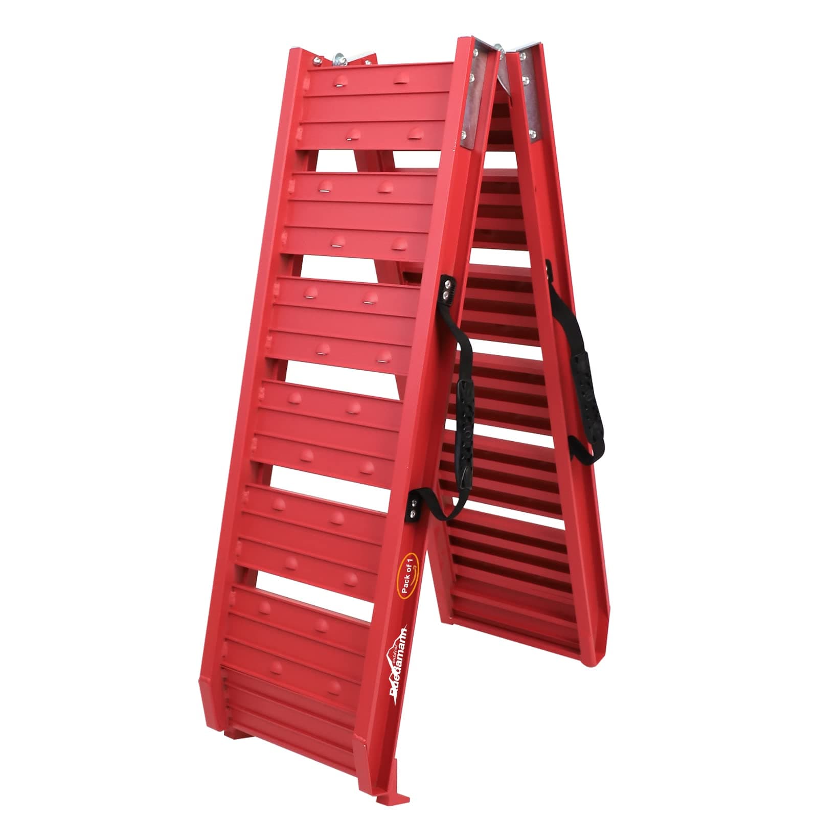 Ruedamann Car Ramps with 6' L × 11.6" W Aluminum Loading Ramp, Foldable, 550 lbs Capacity, for ATV, Motorcycle, Truck, Pack of 1 (Red)