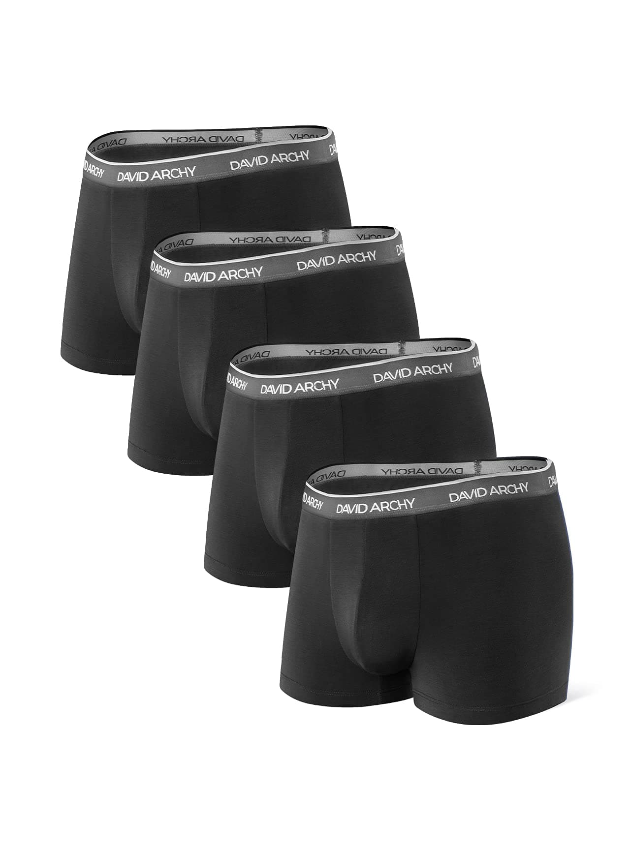 DAVID ARCHYMen's 4 Pack Ultra Soft and Breathable Bamboo Rayon Trunks (Black,XL)