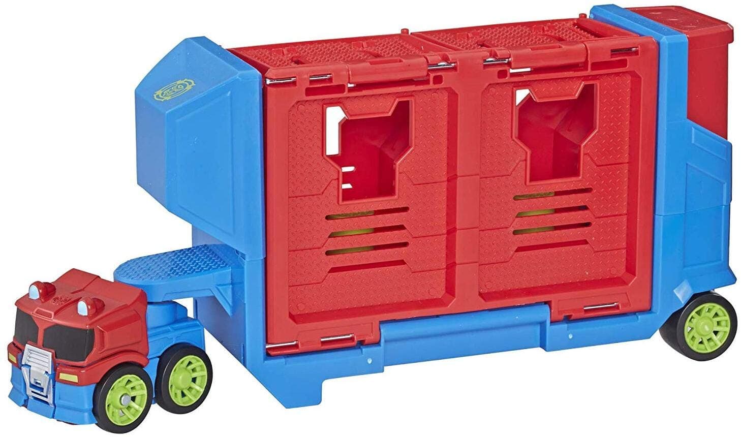 Transformers Playskool Heroes Rescue Bots Academy Flip Racers Optimus Prime Launcher Trailer - Kids, Multicolor