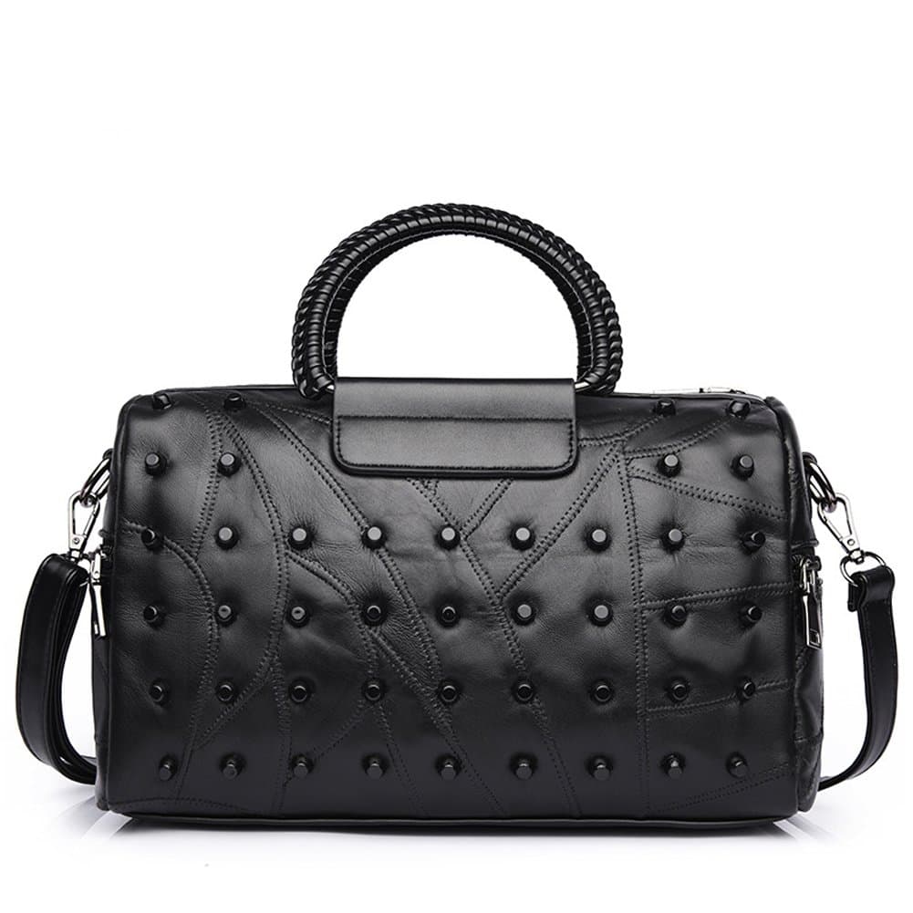 Women Faux Synthetic Leather Boston Handbag Shoulder Bag