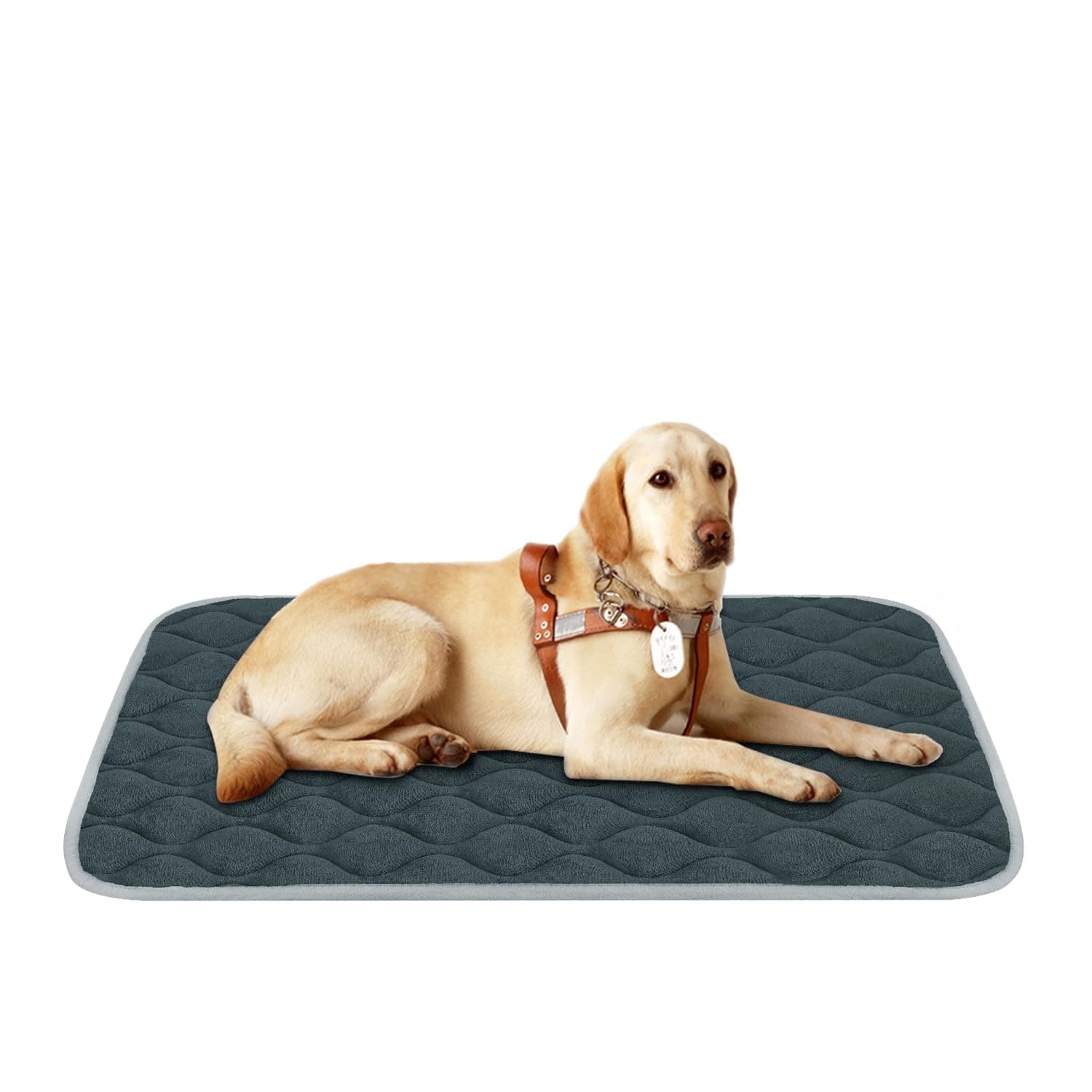 furrybaby Dog Bed Mat Flat Crate Mat with Anti-Slip Bottom Machine Washable Pet Kennel Pad for Dog Sleeping (L 42x28'', Grey Mat)