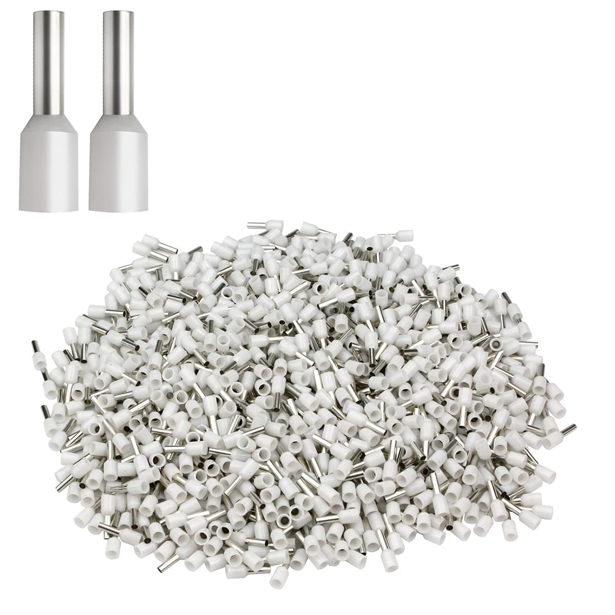 XHF 1000 PCS AWG 22/0.5mm² Wire Ferrules Insulated Copper Crimp Connectors, Crimp Pin Cord End Terminals White