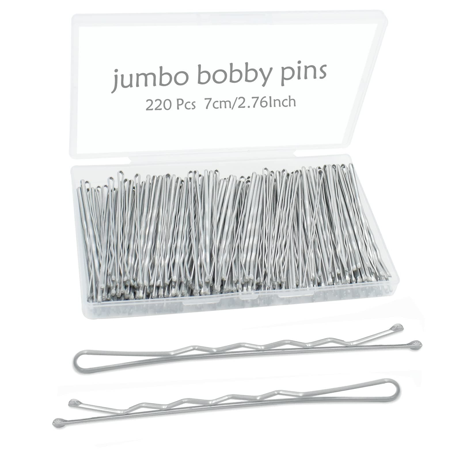 YINGFENG 220PCS 2.76 Inch Silver Bobby Pins for Women, Large Bobby Pins with Box, Reusable Non Slip Hair Pins, Great for Thick Hair