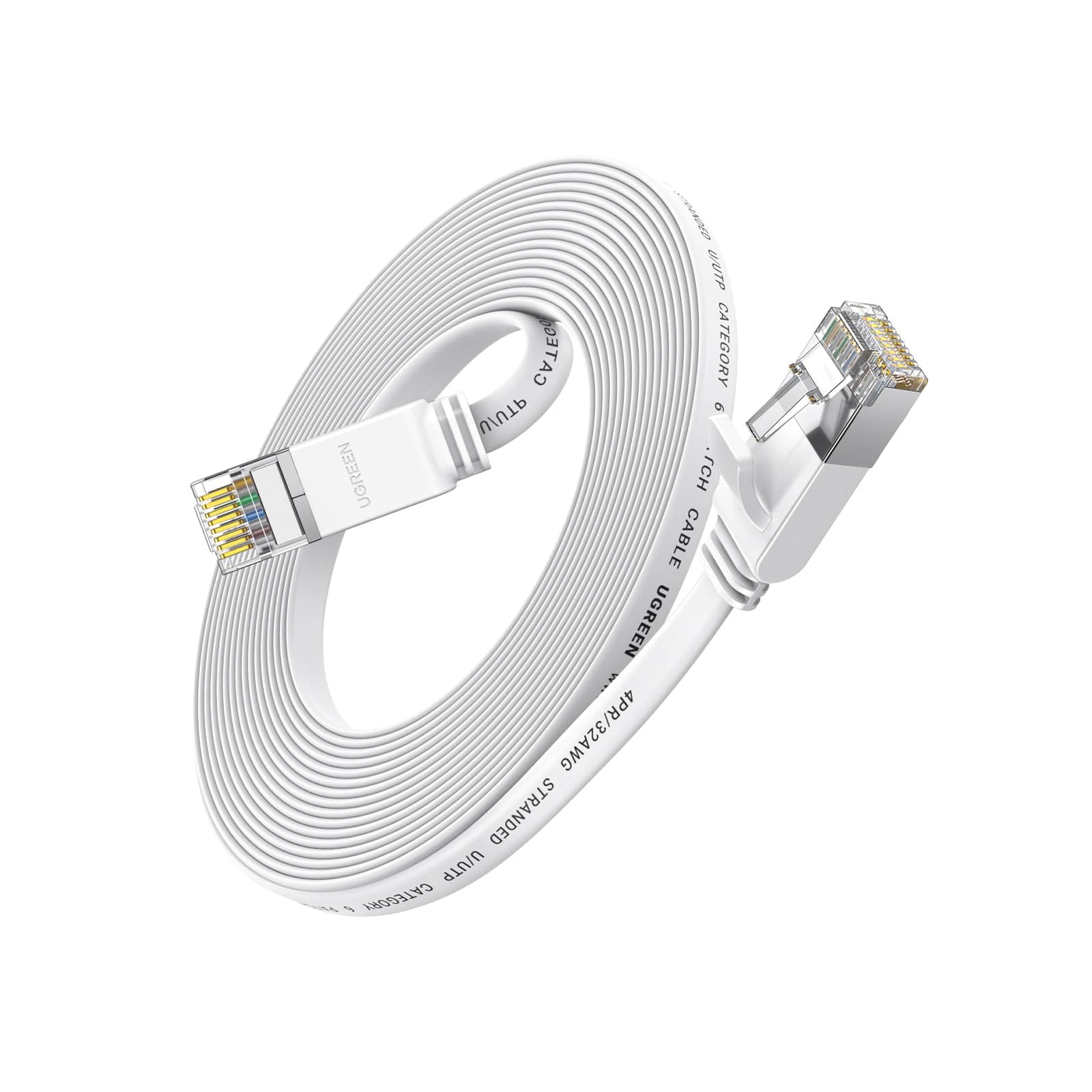 UGREEN Ethernet Cable Cat6 30M Gigabit Flat Network Coed 1000Mbps High-Speed Shielded Internet Cable RJ45 Ethernet Wire Patch Compatible for Laptop, PC, PS5 PS4, TV, Modem, Router, Hub, Switch