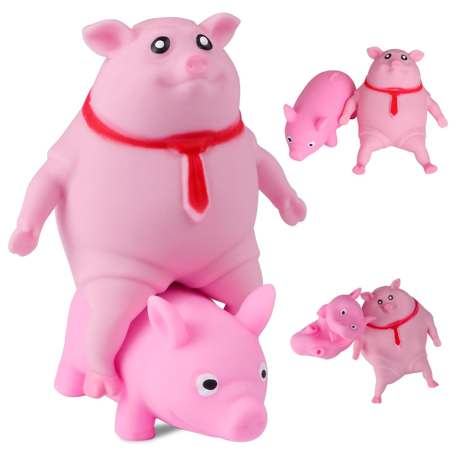 Squishy Pig Toys (2Pack) Pink Pig Stress Balls for Adults and Kids, Cute Pig Stress Relief Fidget Sensory Toys, Animal Squeeze Squishy Ball, Set for Stretch Stress Pig Toys for Party Favors