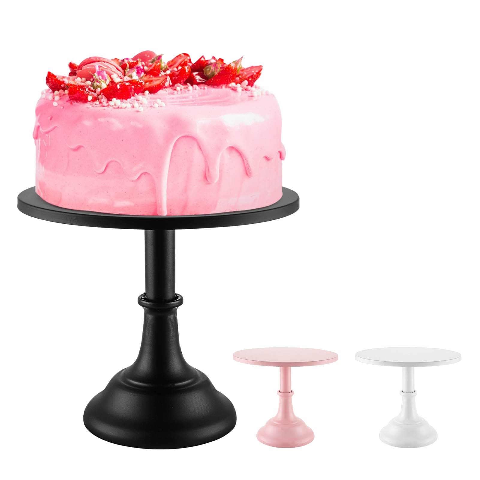 ColdShineIron Cake Stand 10 Inch Round Cake Plate Pedestal Modern Dessert Display Cupcake Stand with Pedestal for Party Baby Shower Wedding Birthday (Black)