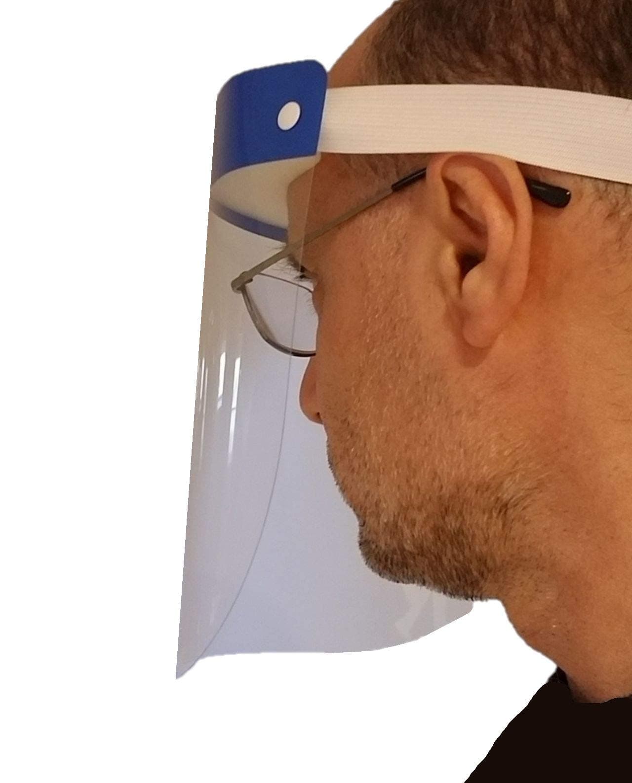 Protective Face Shields (2-pack) - Safety Visor Screen for Saliva and Sneeze Protection - Wearable Facial Screen - Universal Fit [blue] - Germise PFS-1000