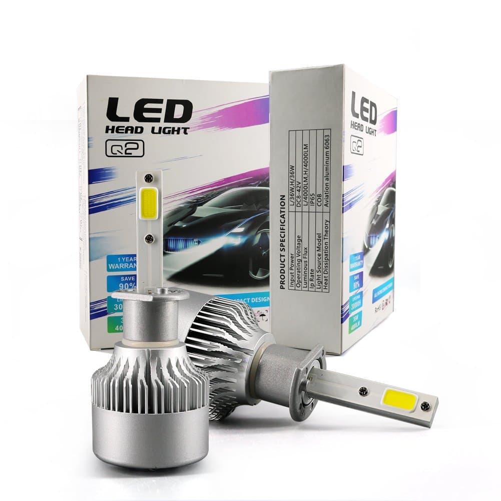 Afibraru Mini Size H1 LED Headlight Bulbs All-in-one Conversion kit COB Chips 8000LM Fog Lights 72W 6500K Ultra Bright Cool White