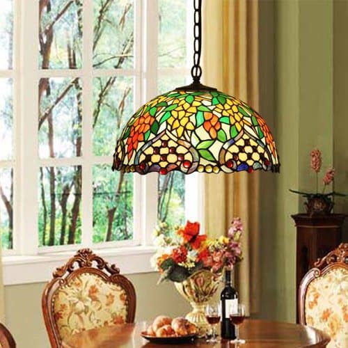 Tiffany Stained Glass Wisteria Red Retro Chandelier 1 bulbs