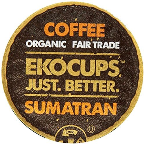 EKOCUPS Artisan Organic Sumatran Coffee, Dark roast, in Recyclable Single Serve Cups for Keurig K-cup Brewers, 10 count