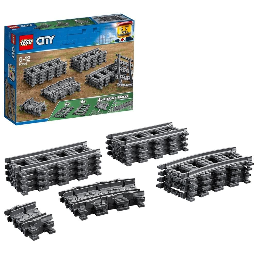 60205 City Tracks 20 Pieces Extention Accessory Set, Building Toy Train Track Expansion, Toys for Kids