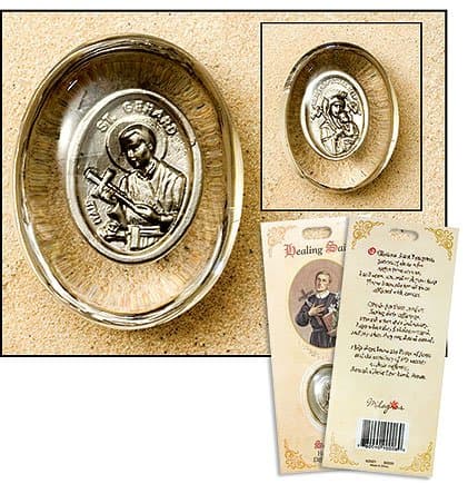 Blessed By Pope Benedict St Gerard Patron Saint of Expectant Mothers Pocket Stone with OUR Lady of Perpetual Help on Other Side