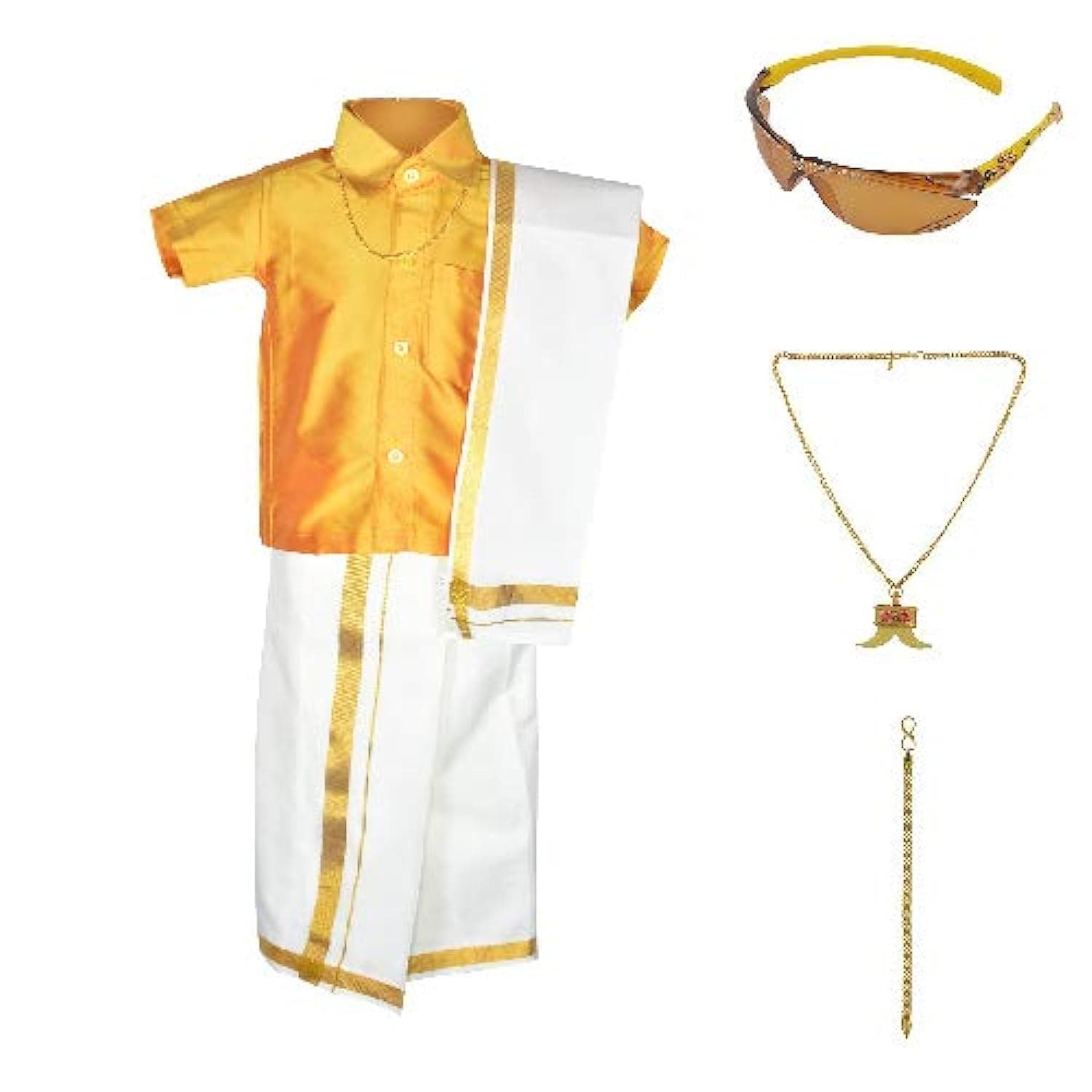 AMIRTHA FASHIONBoys Traditional Dhoti & Shirts SET WITH ACCESSORIES (AMFCMGD - $P)