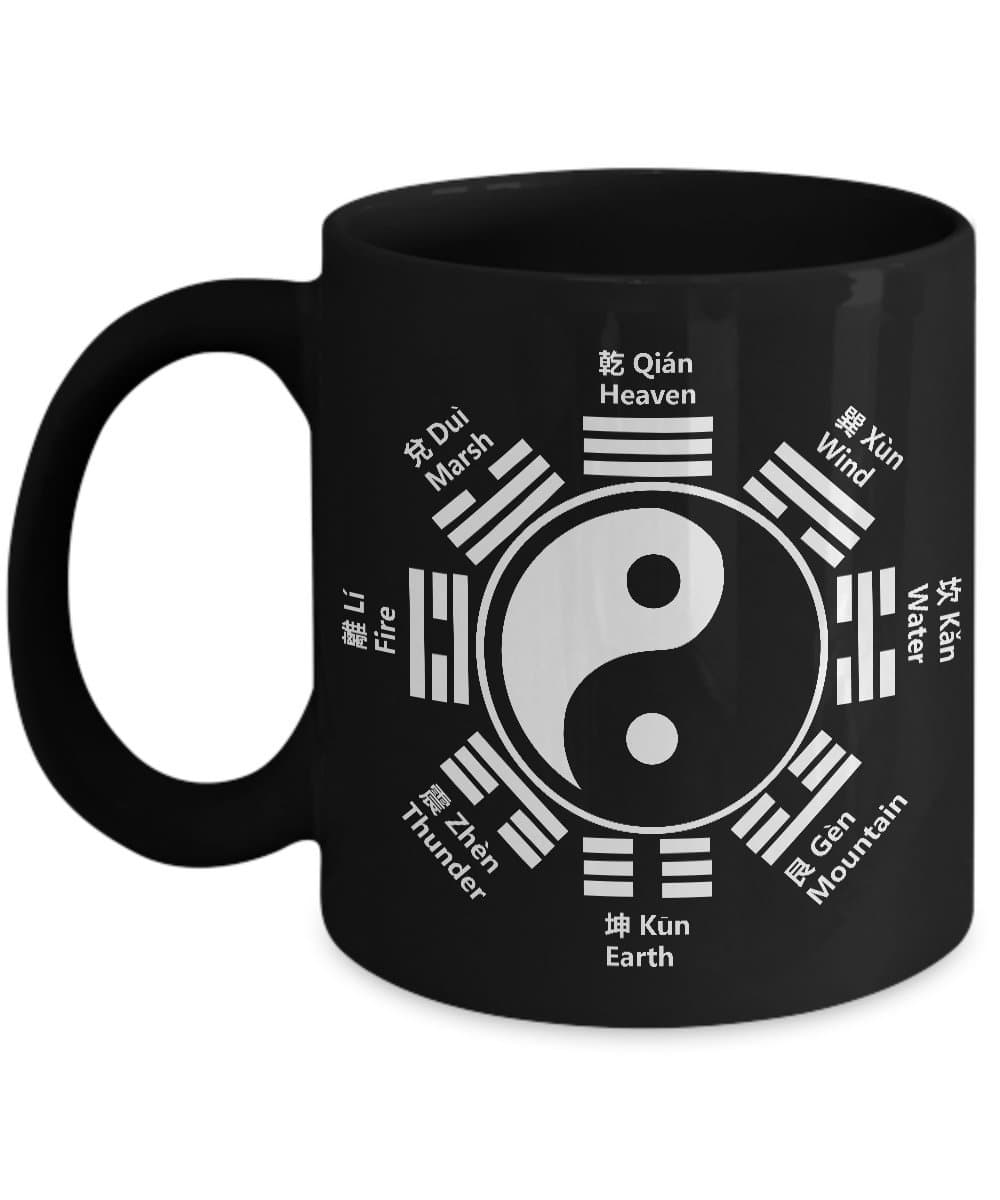 Kung Fu Mug - Yin Yang Tai Chi Ba Gua - Martial Arts Chinese Character Language Coffee Mugs Ceramic 11oz - Chinese New Year Gift for Feng Shui Masters and Students - Taoism Zen Tea Cup (YANG version)