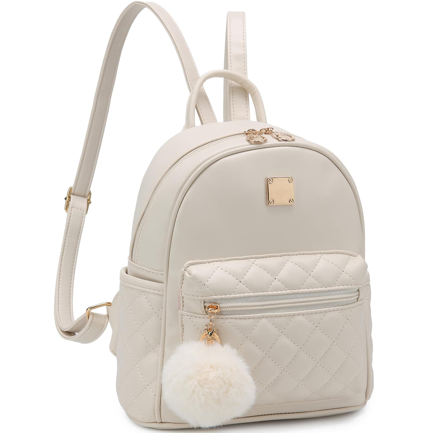 Barsine Girls Fashion Mini Backpack Purse Small Cute Plaid Leather Women Backpacks Little Bag (Ivory)