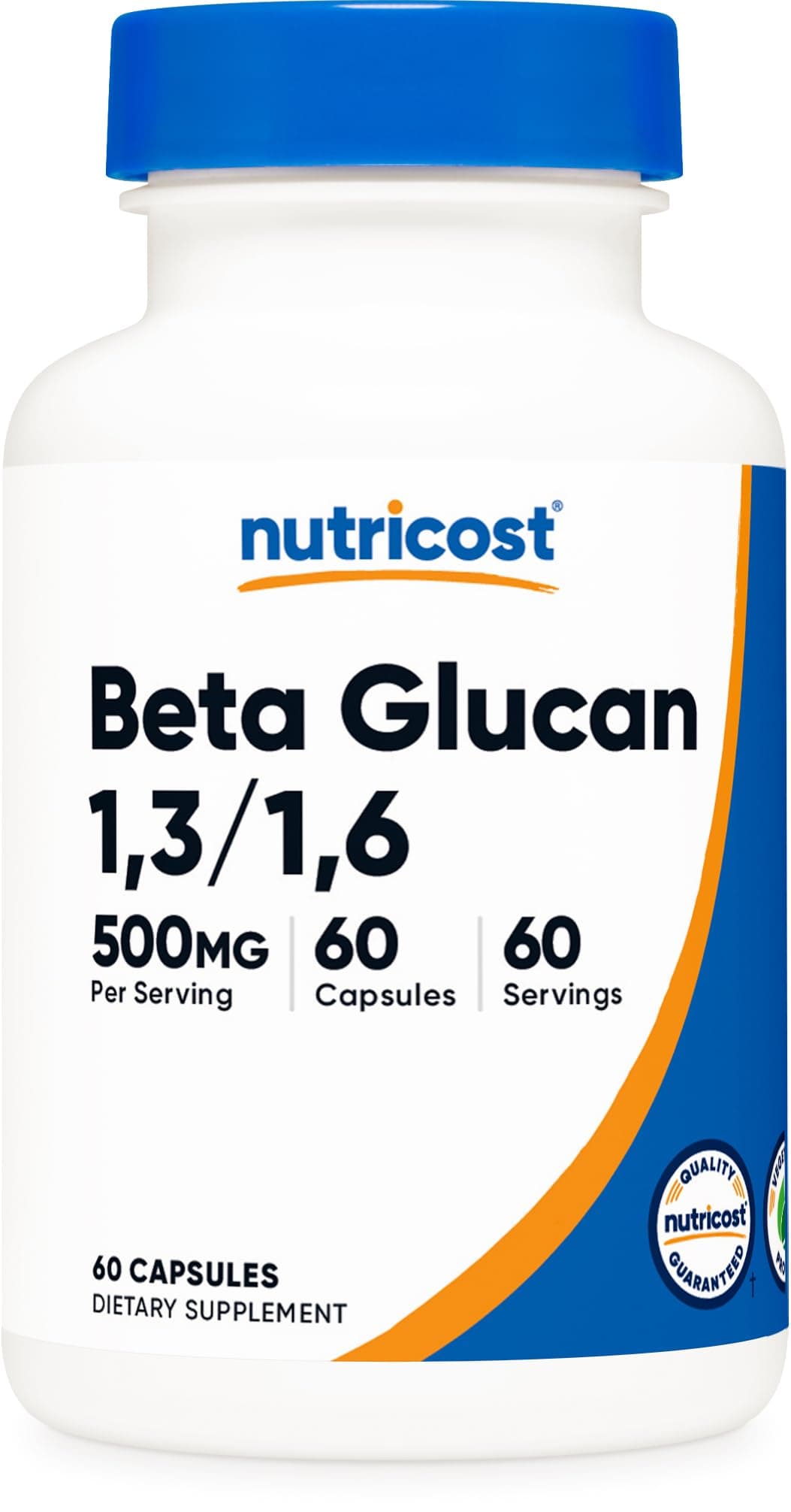 Beta Glucan 500mg 1,3/1,6 D-Glucan, 60 Vegetarian Capsules - Gluten Free, Non-GMO