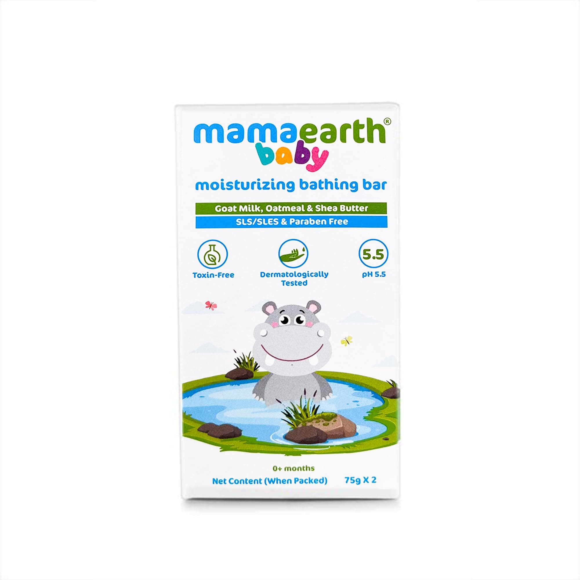 Mamaearth Moisturizing Baby Bathing Soap Bar With Goat Milk, Oatmeal & Shea Butter | Cleanses & Nourishes Skin, Bath Bar for Smooth, Delicate Baby Skin | Safe for Newborns, 75g Each (Pack of 2)