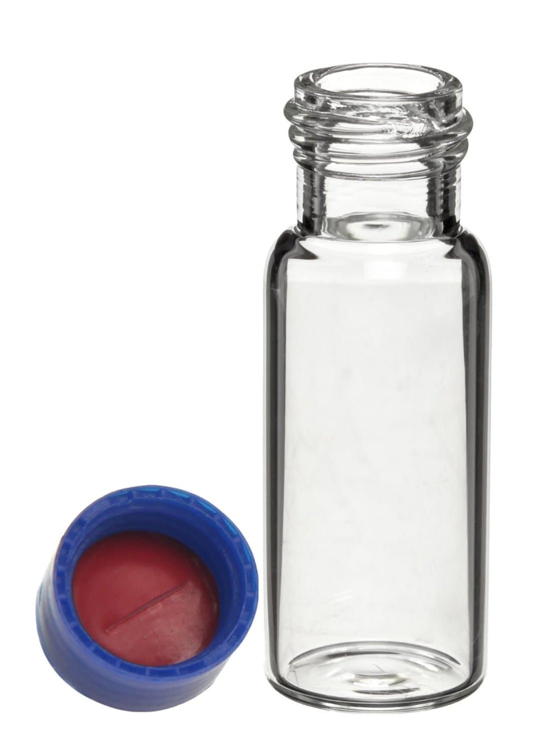 Glass Vial 1.8mL, Clear (TC-90 A), with 9mm Blue Screw Cap Silicone White / PTFE Red, Pre-Slit (TC-96 BG) (Case of 1000 pcs)