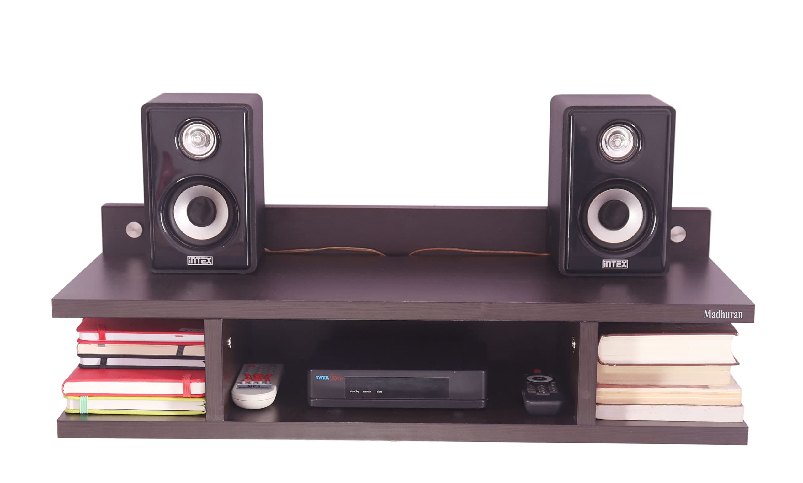 Madhuran Engineered Wood Wall Mounted Tv Unit Led 32 Inch Cum Storage Shelf (Matte, Wenge) / Home Living Room Office Bedroom Hall Decor Furniture Organizer Showpiece Cabinet