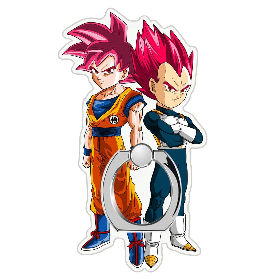 MIM Global Dragon Ball Z Super GT Phone Ring Finger Holder Grip Keyring Compatible with All Mobile Phones Tablets Devices (SSGs)