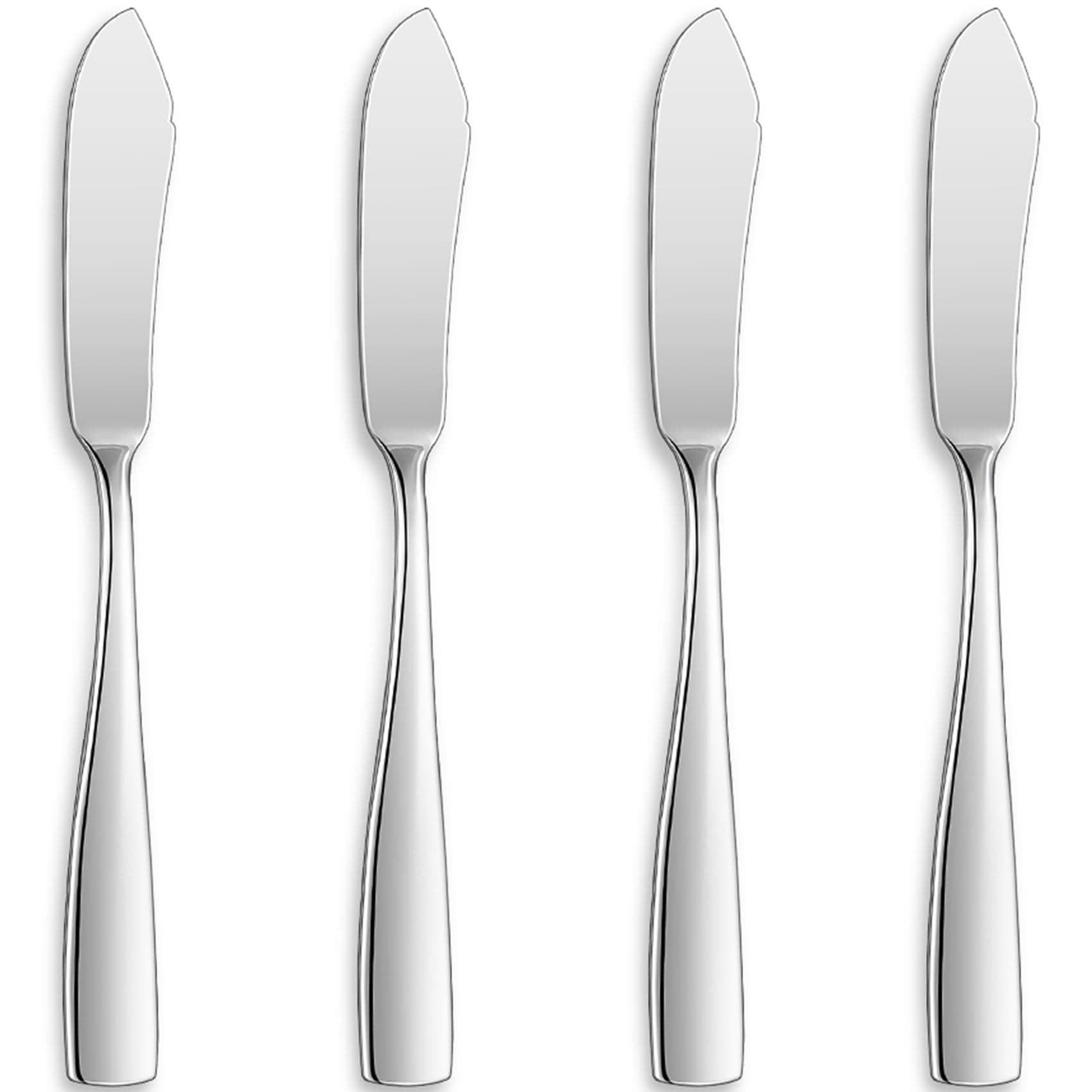 Premium 4-Piece 7" Louis Butter Knives, 18/10 Stainless Steel, Dishwasher Safe (Silver, Louis)