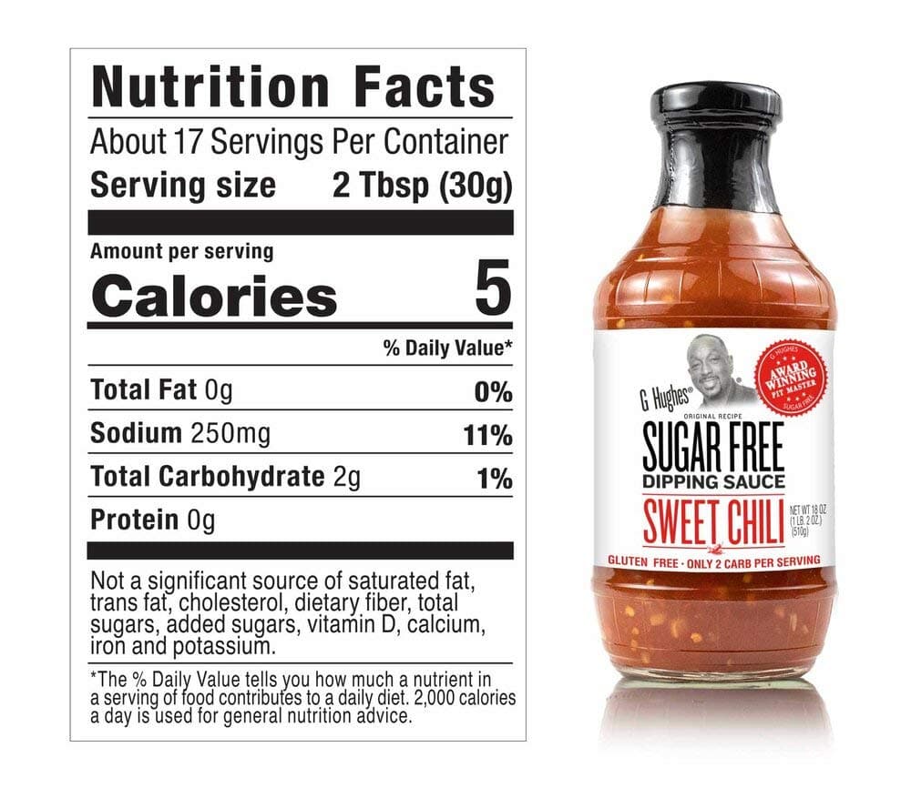 G Hughes Sugar Free Sweet Chili Sauce - Gluten Free Dipping Sauces, Sugar Free Sauce, Hot Sauce, Low Carb Red Chili Sauce, Spicy Chili Sauce - 18 oz (6 Pack)