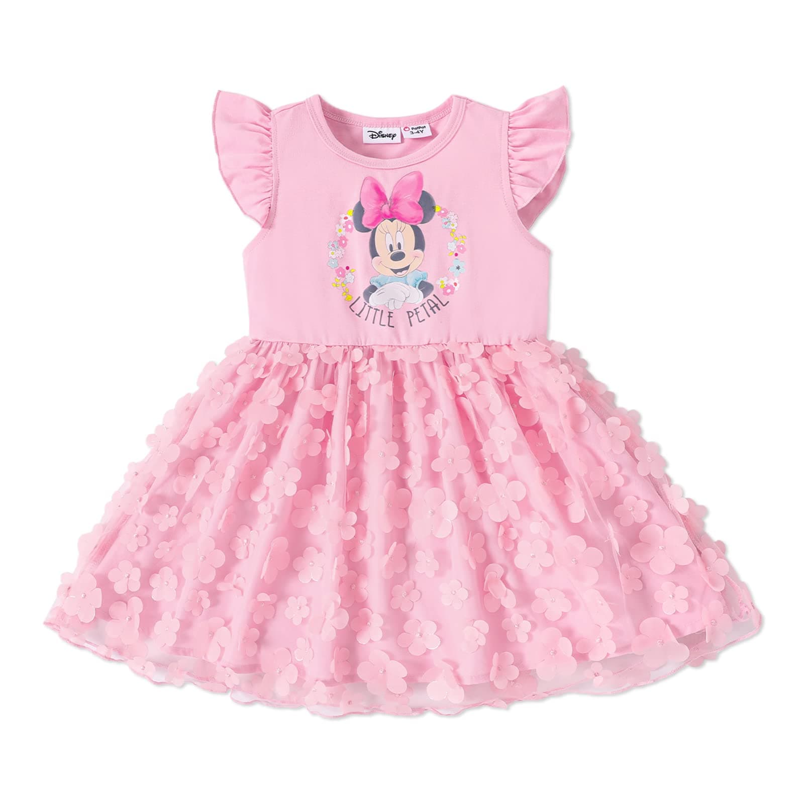 Disney Frozen Elsa Princess Cinderella Ariel Jasmine Rapunzel Baby/Toddler Dress, Ruffle Long-Sleeve Mesh Overlay Tulle Dress