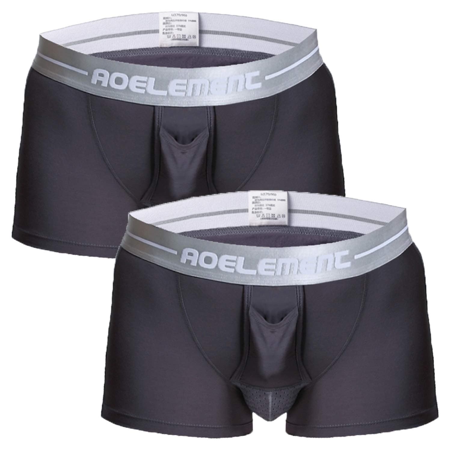 Ouruikia Men's Boxer Briefs Separate Pouch Modal Breathable Boxer Briefs Underwear with Functional Dual Fly