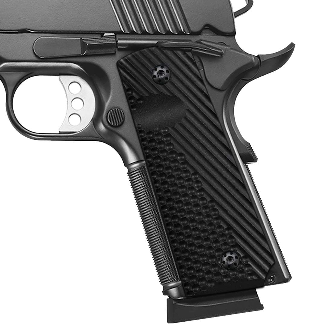 1911 Grips Full Size, G10 Commander, Black Gun Grips Screws Included, Ambi Safety Cut, Aggressive OPS Texture