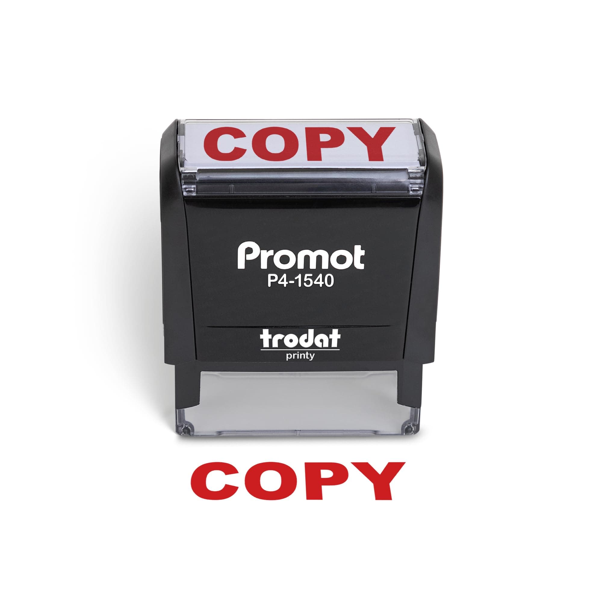 Promot Copy Self Inking Rubber Stamp - Refillable Stampers for Office - Business, Accounting, Bookkeeping, Coding, Legal, Notary, Work, Ordering, Inventory Stamps - Red Ink